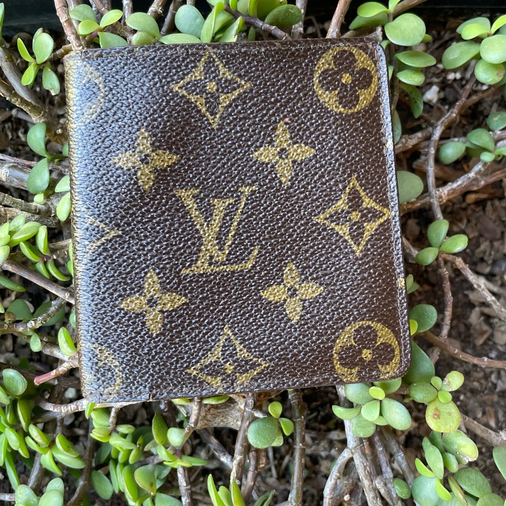 Louis Vuitton Brown Monogram Canvas Wallet with Gold Motif